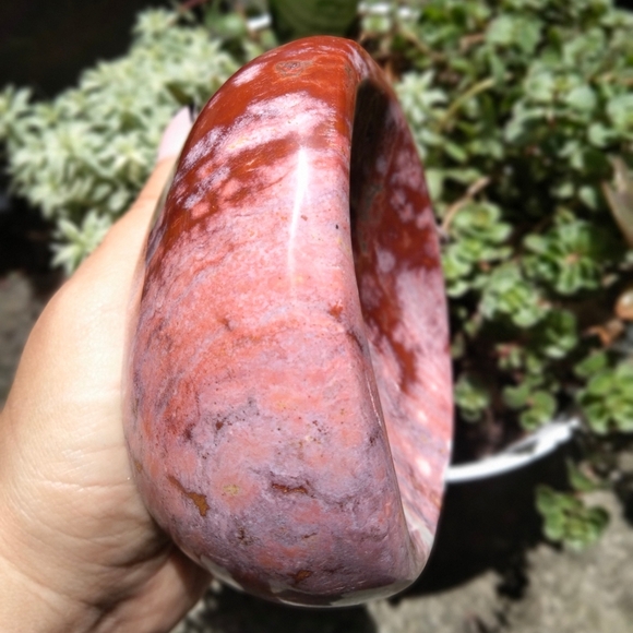 Colorful Pink and Red Ocean Jasper Crystal Bowl Stone Carving - Picture 2 of 9